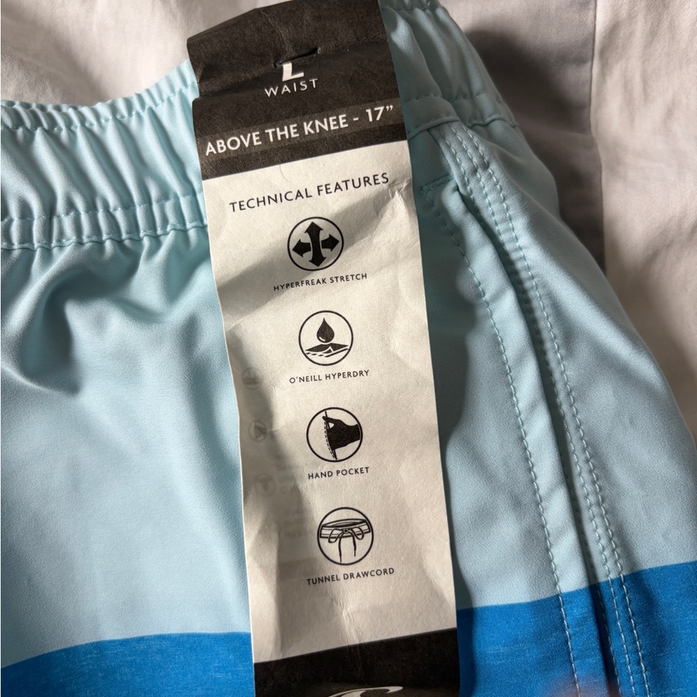 Men's Colorblock Peach & Blue Swim Trunks - Picture 8 of 8